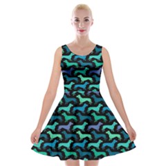 Cute Dachshund Dog Black Velvet Skater Dress by trulycreative