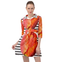 Tulip Watercolor Red And Black Stripes Mini Skater Shirt Dress by picsaspassion