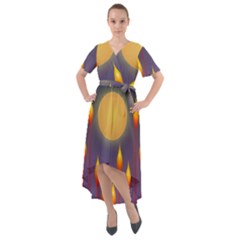 Night Moon Flora Background Front Wrap High Low Dress by HermanTelo