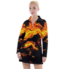Can Walk On Fire, Black Background Women s Long Sleeve Casual Dress by picsaspassion