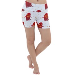 Ghost Halloween Drawing Flower Leaf Lightweight Velour Yoga Shorts by Vaneshart