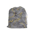 Marble neon retro light gray with gold yellow veins texture floor background retro neon 80s style neon colors print luxuous real marble Drawstring Pouch (Large) View1