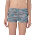 Marble light gray with bright cyan blue veins texture floor background retro neon 80s style neon colors print luxuous real marble Boyleg Bikini Bottoms View1
