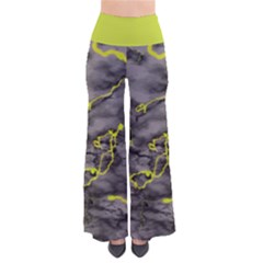Marble Light Gray With Green Lime Veins Texture Floor Background Retro Neon 80s Style Neon Colors Print Luxuous Real Marble So Vintage Palazzo Pants by genx