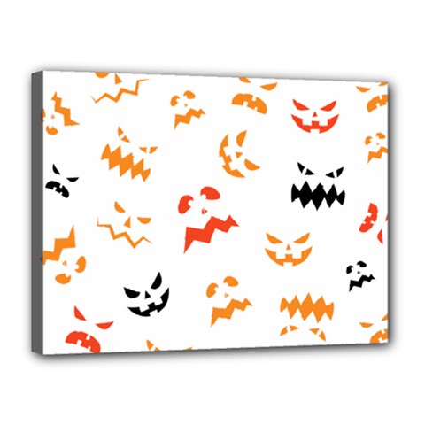 Pumpkin Faces Pattern Canvas 16  X 12  (stretched) by Sobalvarro