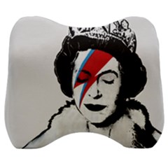 Banksy Graffiti Uk England God Save The Queen Elisabeth With David Bowie Rockband Face Makeup Ziggy Stardust Velour Head Support Cushion by snek