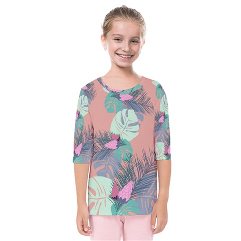 Leaves Kids  Quarter Sleeve Raglan Tee by Sobalvarro
