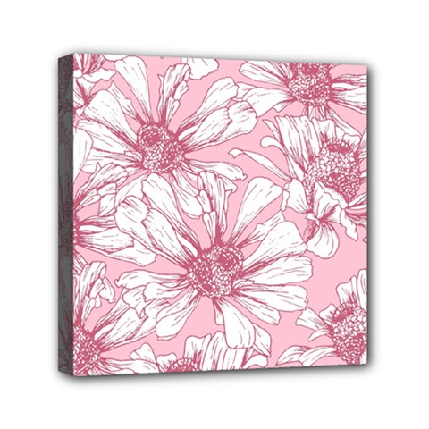 Pink Flowers Mini Canvas 6  X 6  (stretched) by Sobalvarro
