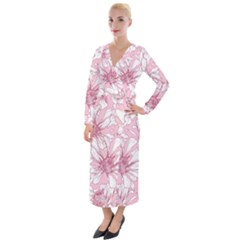 Pink Flowers Velvet Maxi Wrap Dress by Sobalvarro