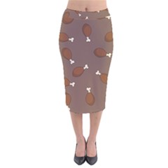 Turkey Leg Pattern - Thanksgiving Velvet Midi Pencil Skirt by Valentinaart