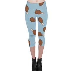 Turkey Leg Pattern - Thanksgiving Capri Leggings  by Valentinaart