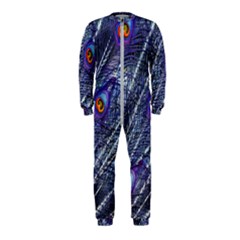 Peacock Feathers Color Plumage Blue Onepiece Jumpsuit (kids) by Sapixe