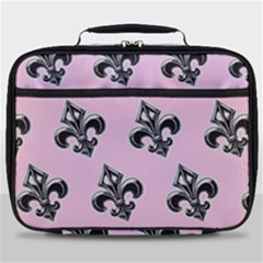 French France Fleur De Lys Metal Pattern Black And White Antique Vintage Pink And Black Rocker Full Print Lunch Bag by Quebec