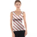 White Candy Cane Pattern with Red and Thin Green Festive Christmas Stripes Tank Top View1
