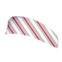 White Candy Cane Pattern with Red and Thin Green Festive Christmas Stripes Stretchable Headband View1