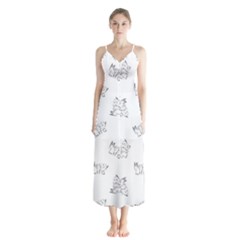 Messy Life Phrase Motif Typographic Pattern Button Up Chiffon Maxi Dress by dflcprintsclothing