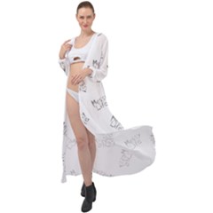 Messy Life Phrase Motif Typographic Pattern Maxi Chiffon Beach Wrap by dflcprintsclothing
