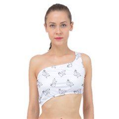 Messy Life Phrase Motif Typographic Pattern Spliced Up Bikini Top  by dflcprintsclothing