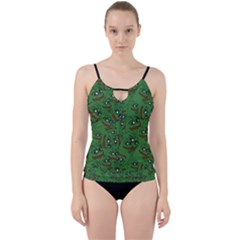 Pepe The Frog Perfect A-ok Handsign Pattern Praise Kek Kekistan Smug Smile Meme Green Background Cut Out Top Tankini Set by snek