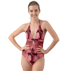 Awesome Chinese Dragon Halter Cut-out One Piece Swimsuit by FantasyWorld7