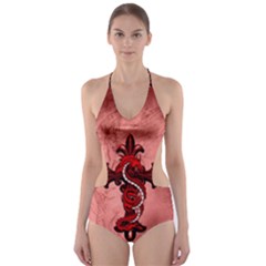 Awesome Chinese Dragon Cut-out One Piece Swimsuit by FantasyWorld7