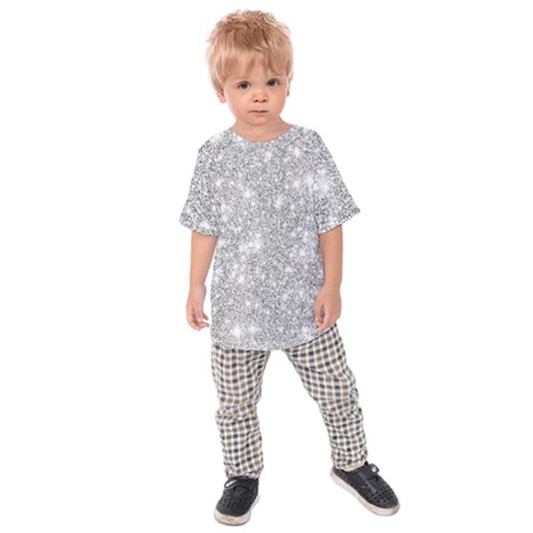 Silver And White Glitters Metallic Finish Party Texture Background Imitation Kids  Raglan Tee by genx