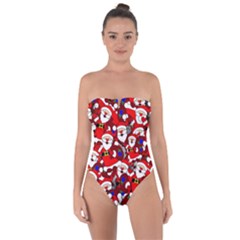 Nicholas Santa Christmas Pattern Tie Back One Piece Swimsuit by Wegoenart