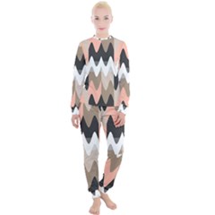 Pattern Abstrait Vagues Rose/noir/taupe Women s Lounge Set by kcreatif