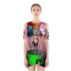 Cute Little Harlequin Shoulder Cutout One Piece Dress by FantasyWorld7