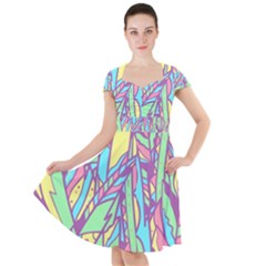 Feathers Pattern Cap Sleeve Midi Dress by Sobalvarro
