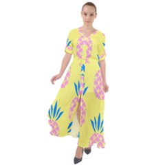 Summer Pineapple Seamless Pattern Waist Tie Boho Maxi Dress by Sobalvarro