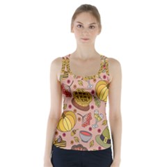 Thanksgiving Pattern Racer Back Sports Top by Sobalvarro