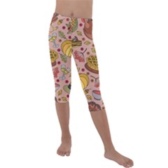 Thanksgiving Pattern Kids  Lightweight Velour Capri Leggings  by Sobalvarro