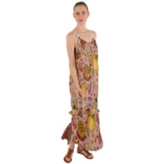 Thanksgiving Pattern Cami Maxi Ruffle Chiffon Dress by Sobalvarro