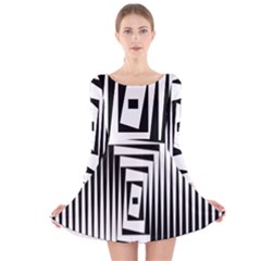 Background Black White Design Long Sleeve Velvet Skater Dress by Mariart