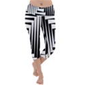Background Black White Design Lightweight Velour Capri Yoga Leggings View1