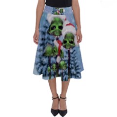 Merry Christmas, Funny Mushroom With Christmas Hat Perfect Length Midi Skirt by FantasyWorld7