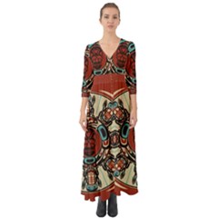 Grateful Dead Pacific Northwest Cover Button Up Boho Maxi Dress by Sapixe