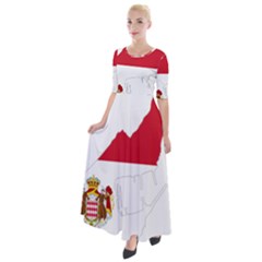 Monaco Country Europe Flag Borders Half Sleeves Maxi Dress by Sapixe