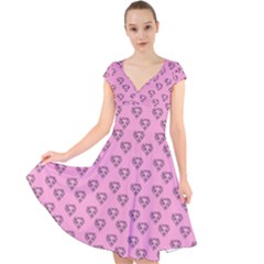 Heart Face Pink Cap Sleeve Front Wrap Midi Dress by snowwhitegirl