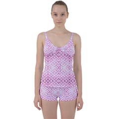 Chevrons Abstrait Rose Tie Front Two Piece Tankini by kcreatif
