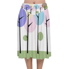 Forest Trees Nature Plants Velvet Flared Midi Skirt by HermanTelo