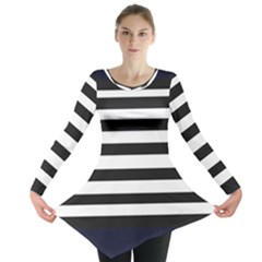 Bandes Noir/bleu Marine Long Sleeve Tunic  by kcreatif