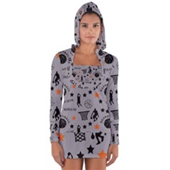 Slam Dunk Basketball Gray Long Sleeve Hooded T-shirt by mccallacoulturesports