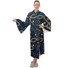 Golden Chain Pattern Maxi Velour Kimono by designsbymallika