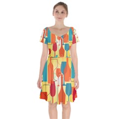 I Love Wine Short Sleeve Bardot Dress by designsbymallika
