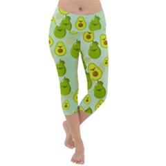 Avocado Love Lightweight Velour Capri Yoga Leggings by designsbymallika