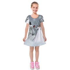 The Wonderful Winter Time Kids  Short Sleeve Velvet Dress by FantasyWorld7