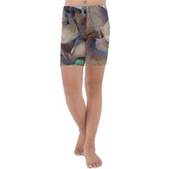 Close Up Mushroom Abstract Kids  Lightweight Velour Capri Yoga Leggings by Fractalsandkaleidoscopes