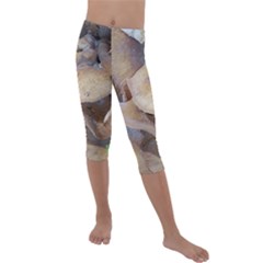 Close Up Mushroom Abstract Kids  Lightweight Velour Capri Leggings  by Fractalsandkaleidoscopes